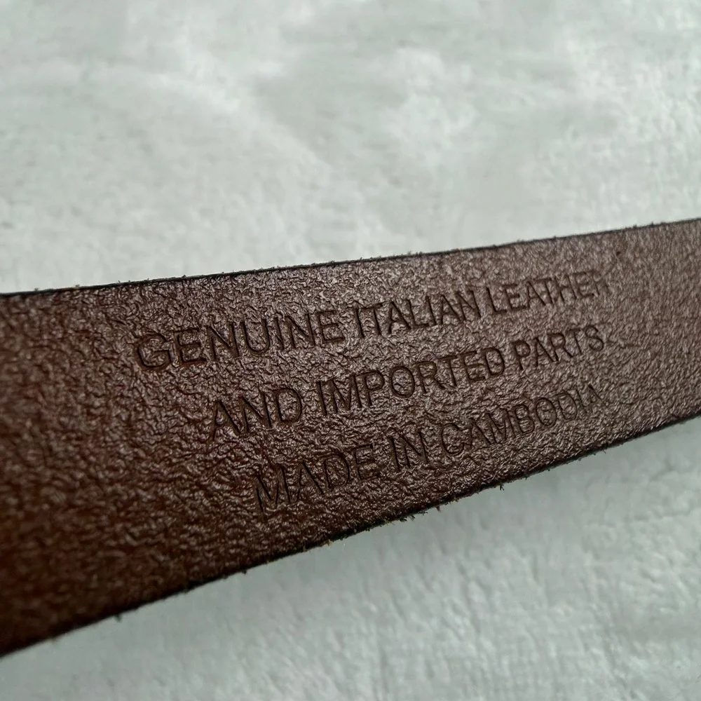 Madewell Italian Leather Belt Womens Medium Brown Brass Buckle Western Boho Chic